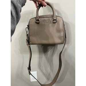 Nine West Beige Taupe Pebbled Faux Leather Satchel Crossbody Bag